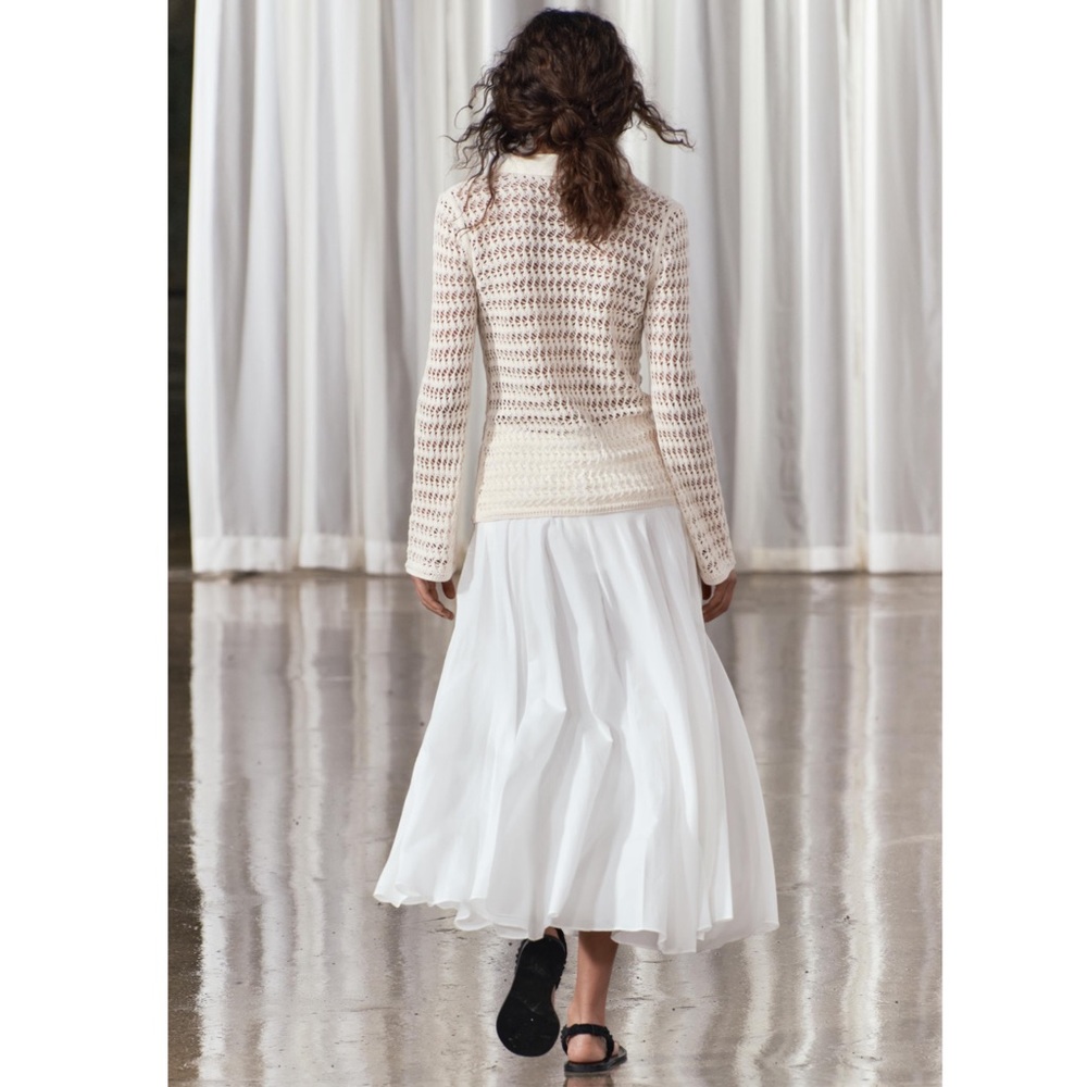Zara POINTELLE KNIT POLO CARDIGAN - Picture 8 of 9